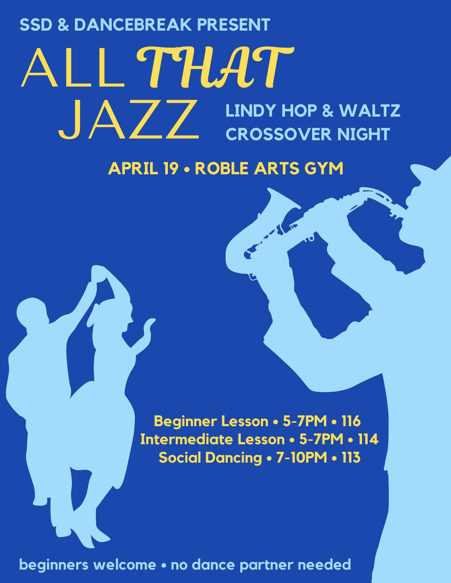 An advertising flyer describing All That Jazz on the evening of April 19th,2025.